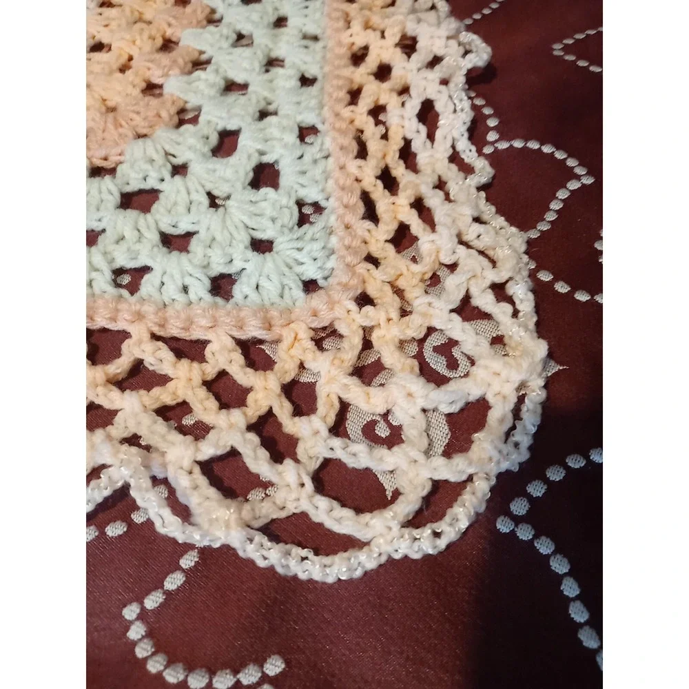Vtg Handmade Granny Square Blanket Afghan‎ Crochet Knit Throw Blanket 50 x 45